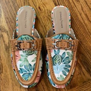 Donald Pliner botanical print mules